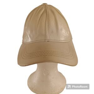 Vintage Men's Cream Leather Baseball Cap OS